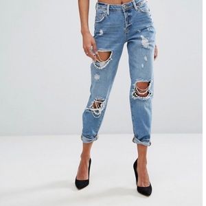 River island boyfriend jeans w/ embellished knees